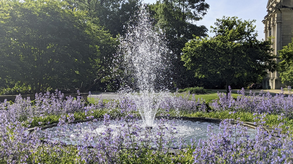 Fountain at the front of St. Mary's.